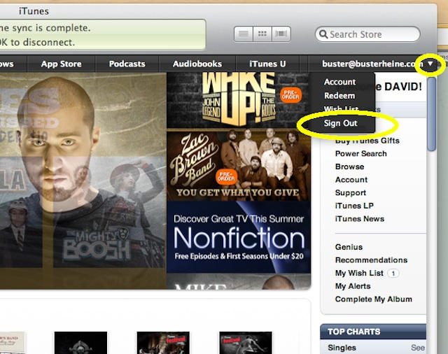 iTunes Signout