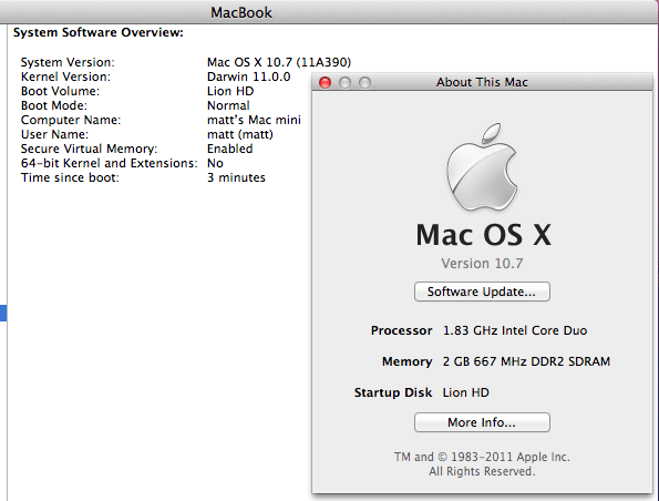 Lion Preview running on Core Duo Mac