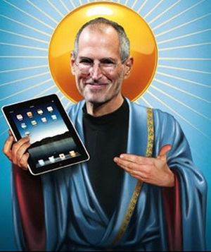 bearded man reveals holy tablet