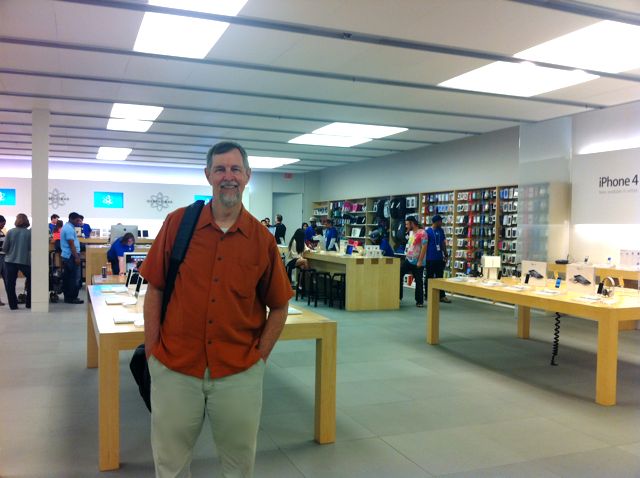 Gary Allen at the first Apple store on the chain's tenth anniversary.