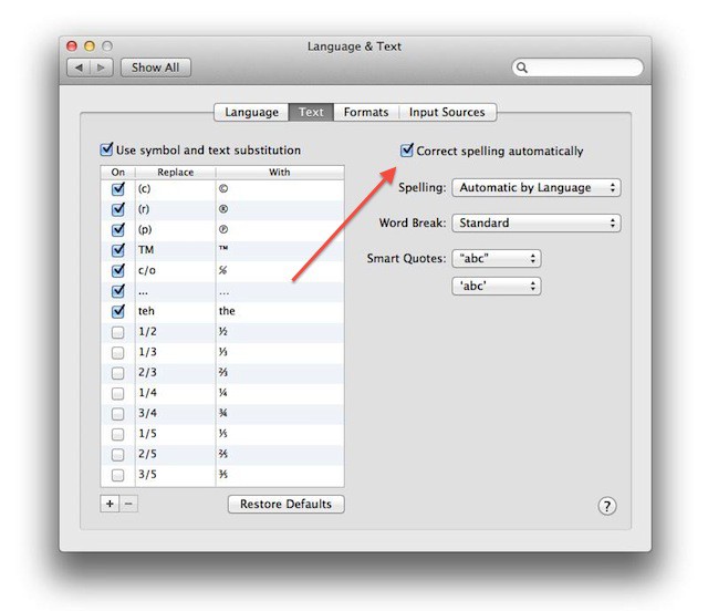 Autocorrectsettings