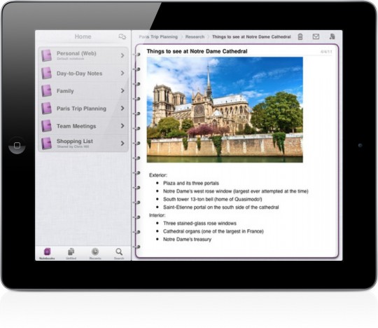 Microsoft OneNote iPad