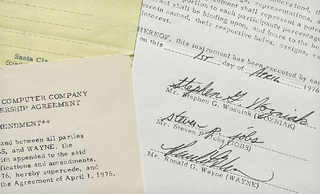 The signatures on Apple's founding contract