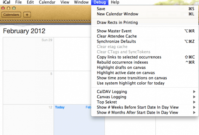 iCal Debug Menu