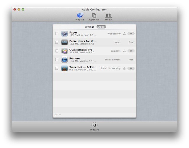 Pre-loading apps using Configurator