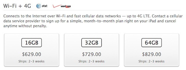 LTE iPad options