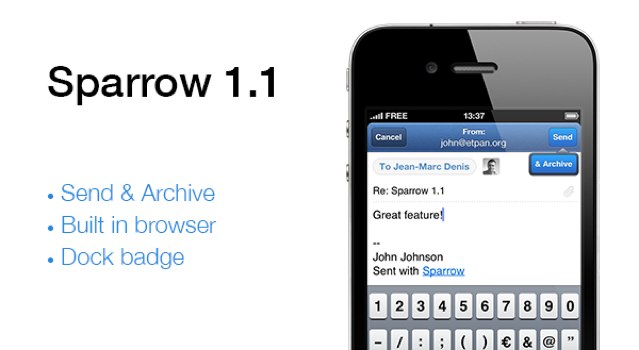 There's still no push in Sparrow 1.1, but Sparrow promises it's coming.