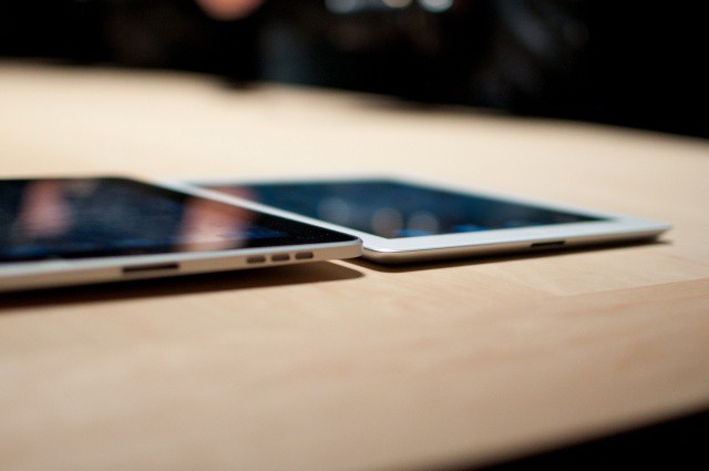The original iPad next to the iPad 2