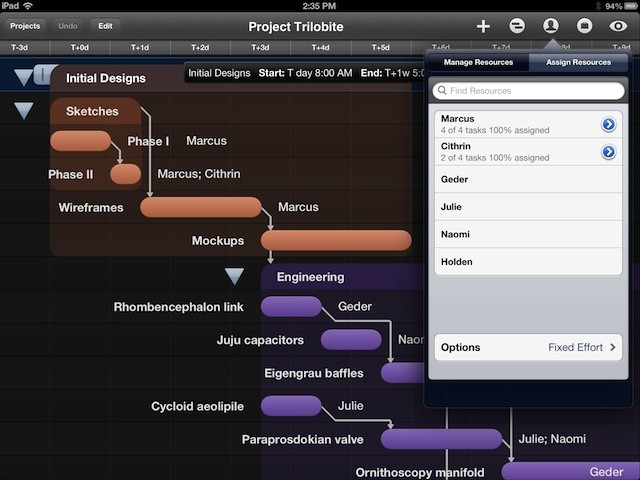 OmniPlan helps you manage projects and related resources efficiently and effectively.