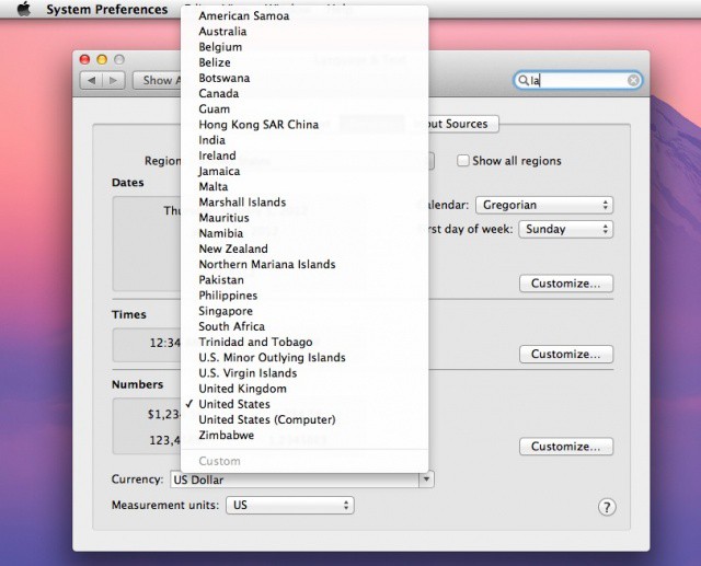 Regional Settings