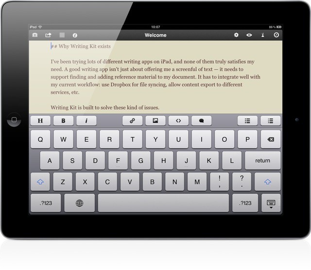 Now Writing Kit will talk to other apps