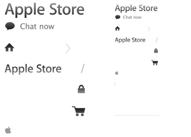 Apple's existing graphics (left) versus the new high-resolution ones.