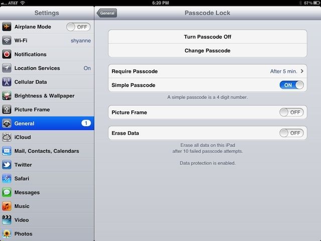 Passcode Slideshow Options