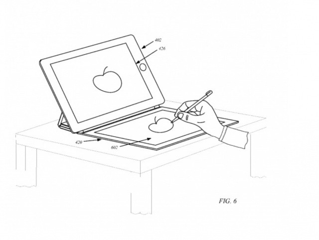 Aww, he's drawing an Apple!
