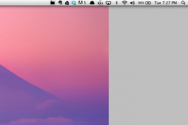 Note the missing Notification Center menu bar icon and a distinct lack of linen-backed Notifications.