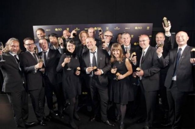 Jony Ive (center) with Apple's award-winning design team.