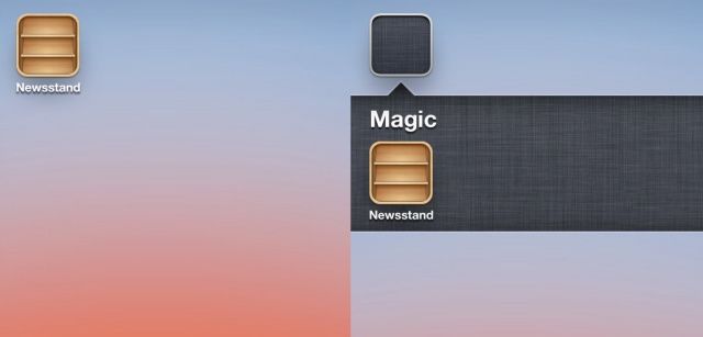 Before and after Newsstand gets hidden on the iPhone.