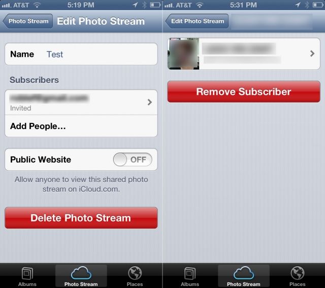 photo stream subscriber
