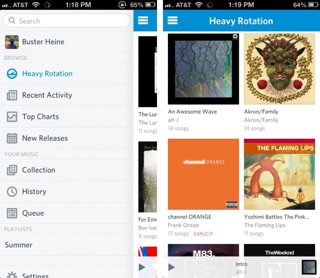 Rdio 2.0 iPhone