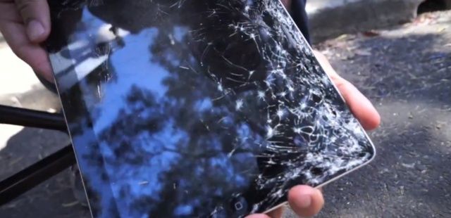 The iPad does not like being dropped on its face.