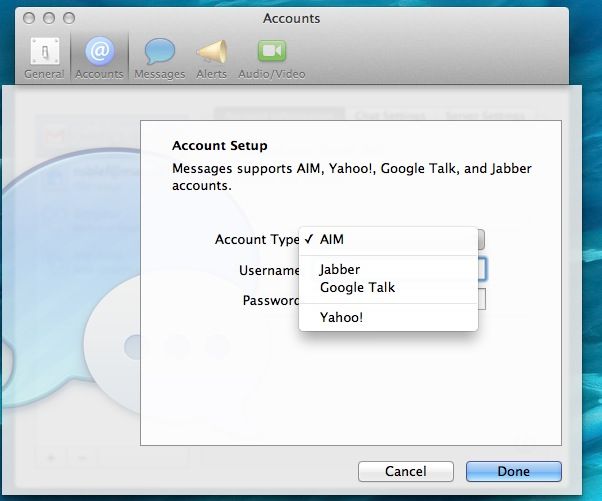 Messages New IM Account
