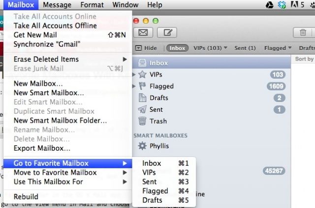 Favorites Bar Mail App