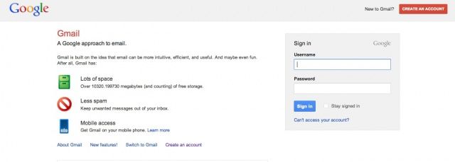 default gmail web app