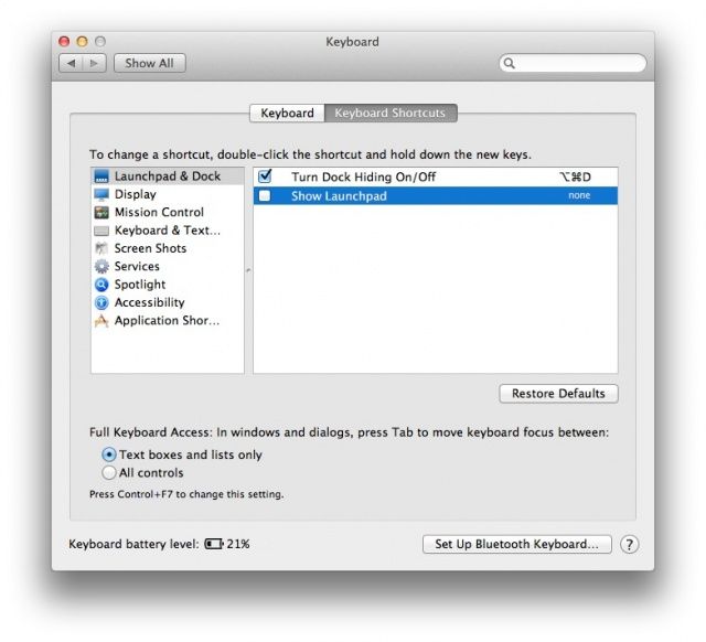 LaunchPad Keyboard Shortcut