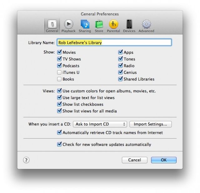 iTunes 11 Preferences