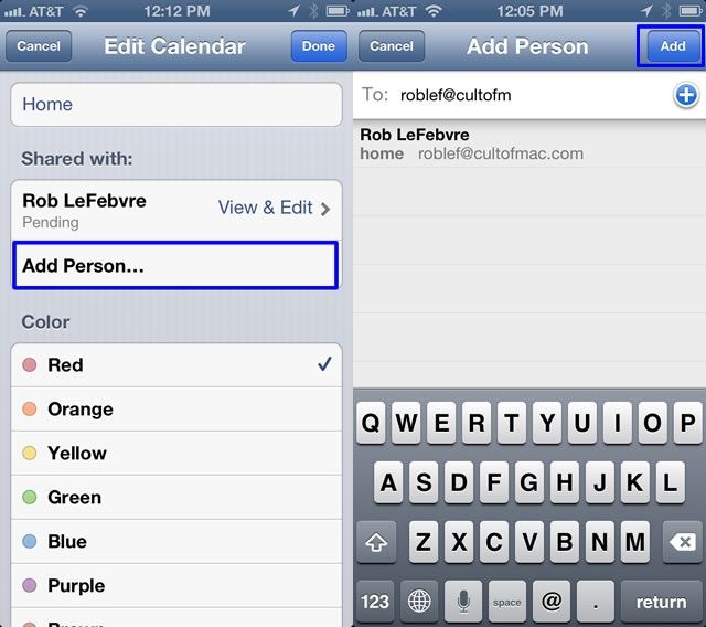 Shared Calendar iOS