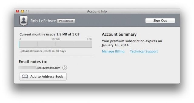 Evernote Settings
