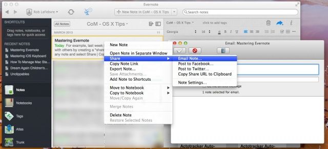 Share Note Evernote