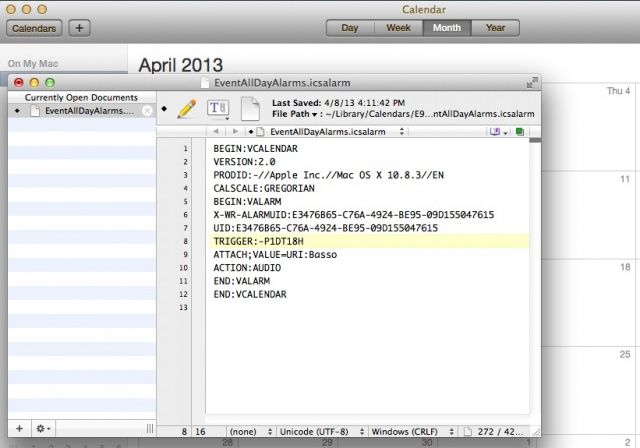 Calendar Default Event Time
