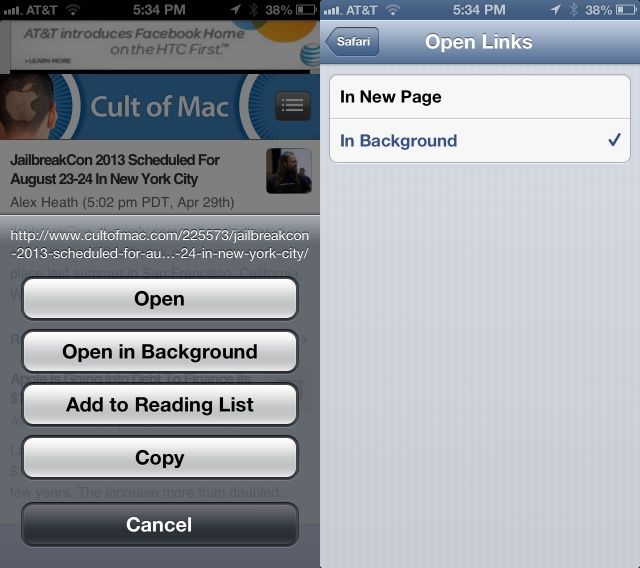 Mobile Safari Background Links