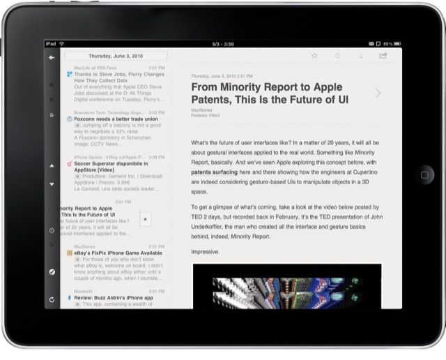Reeder for iPad - Landscape