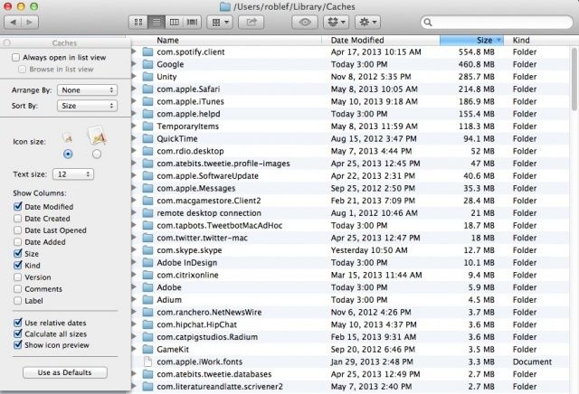 Delete User Cache Files