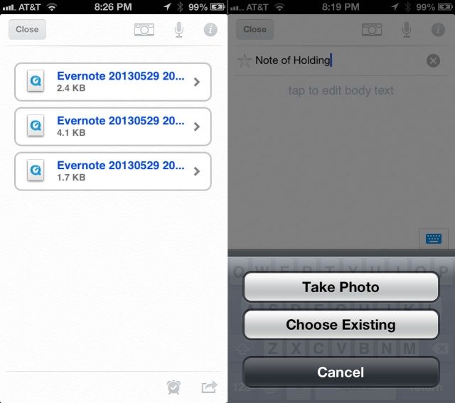 Evernote Attachments