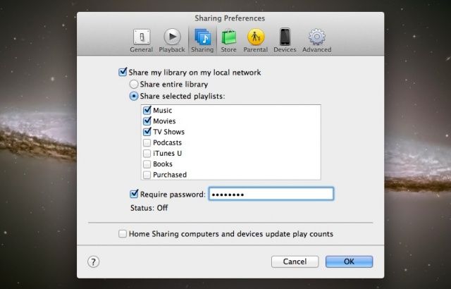 Password iTunes Sharing