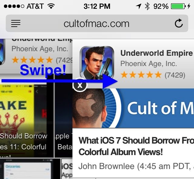 Swipe to go Back