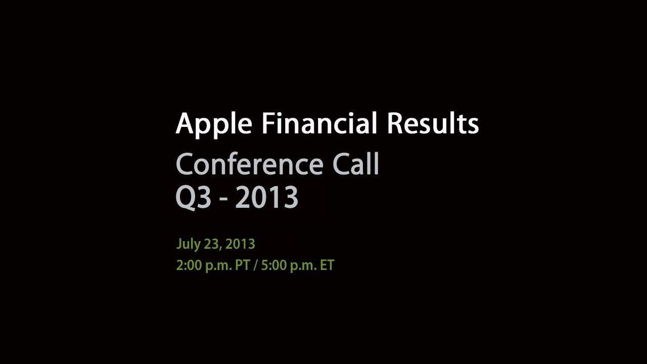 Apple Investor Call Q3