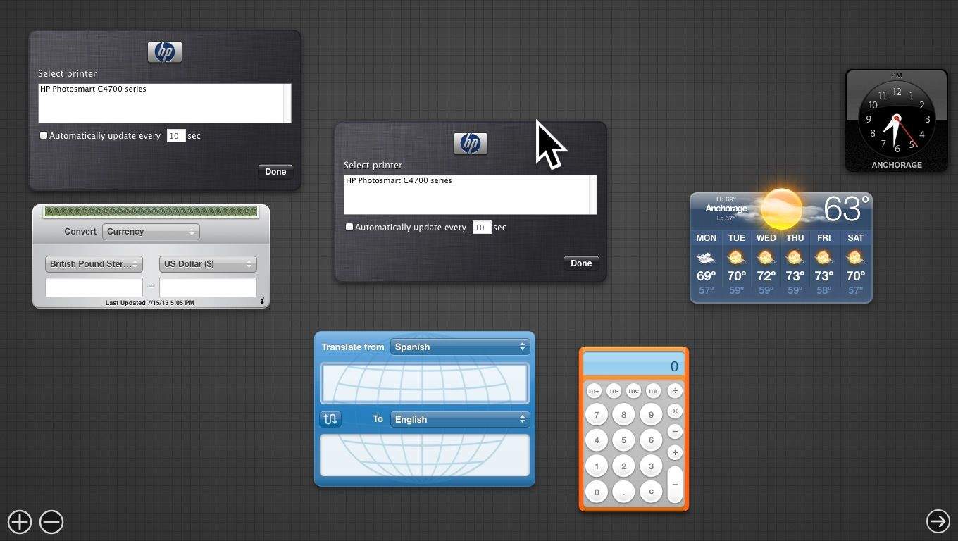 Dashboard OS X Mavericks