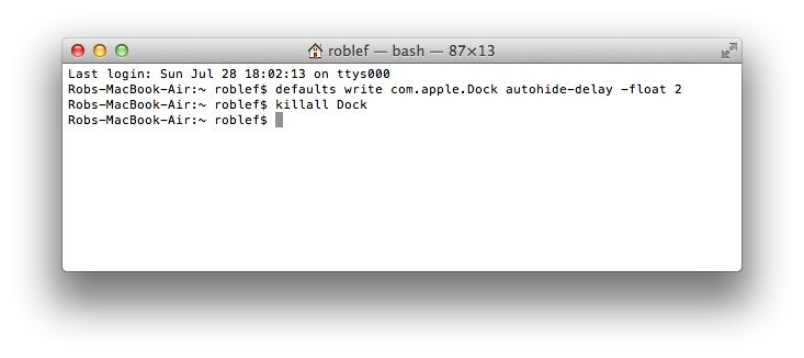 Dock Unhide Delay