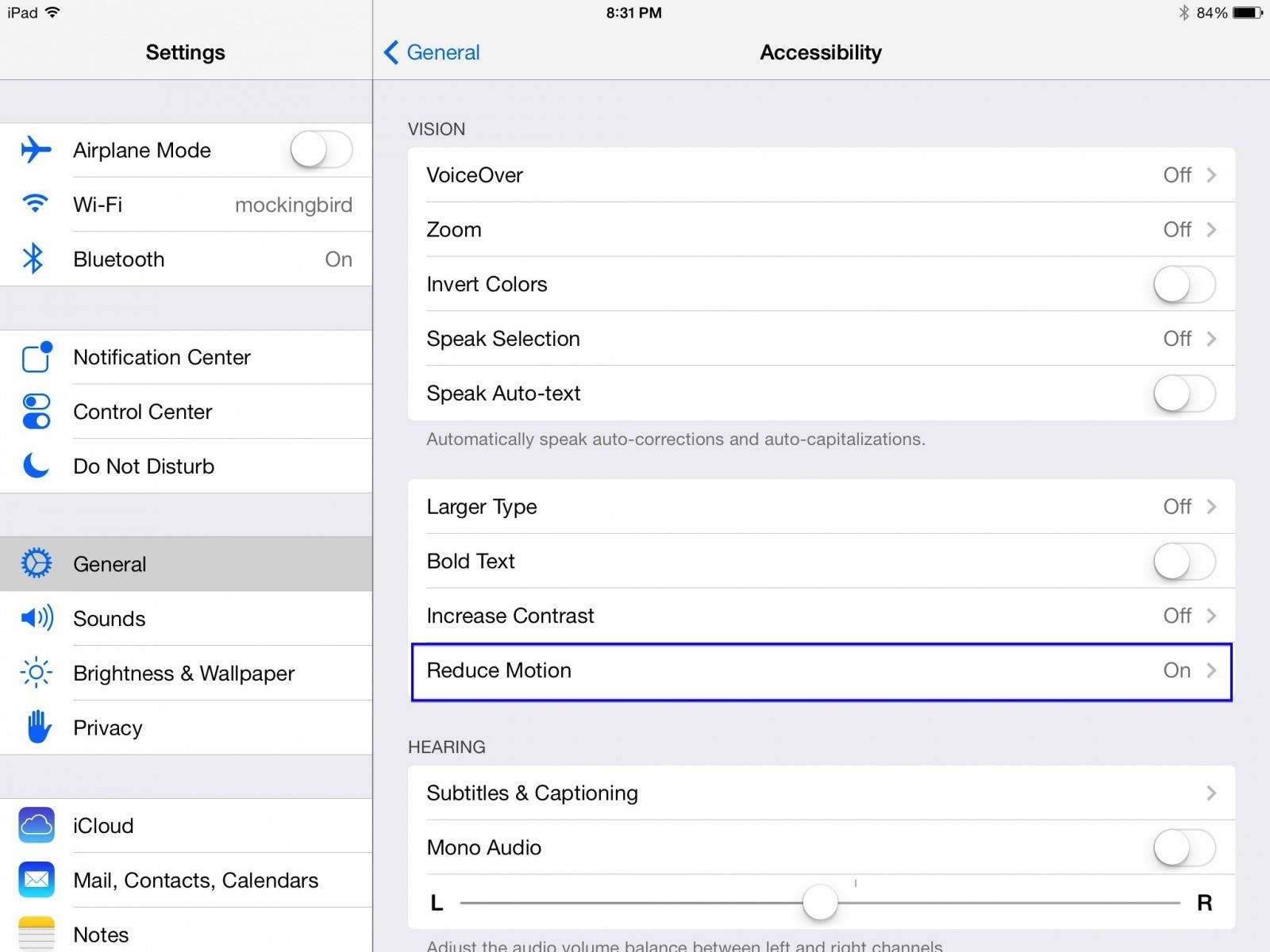 Reduce Motion iOS 7