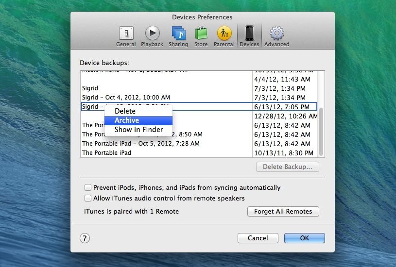 iTunes Archiving