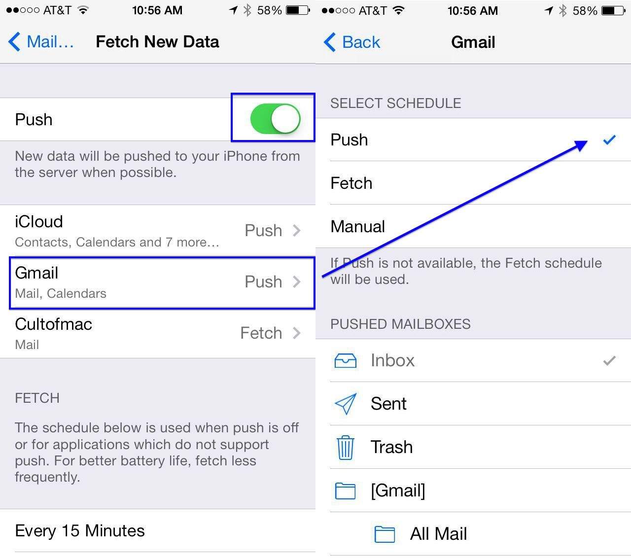 Push or Fetch email