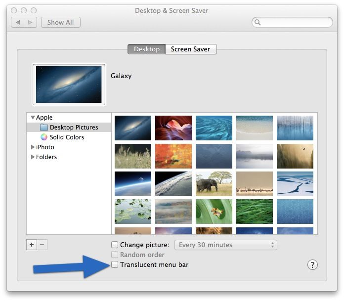 Translucent Menu Bar