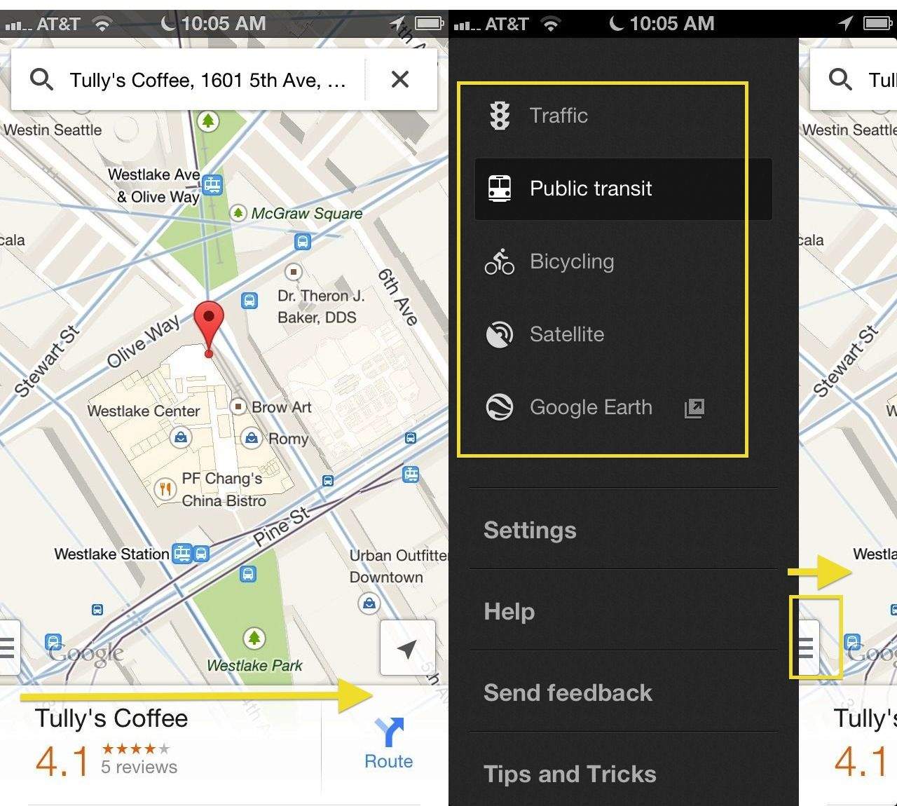 Google Maps Swipe