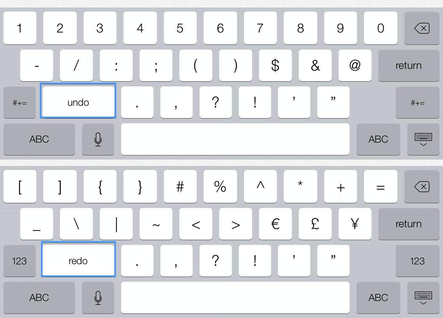 iPad Keyboard Undo Redo