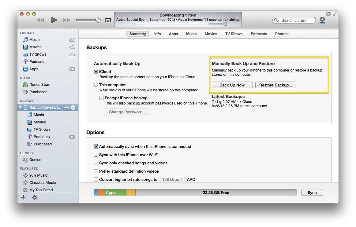 iTunes Backup iOS