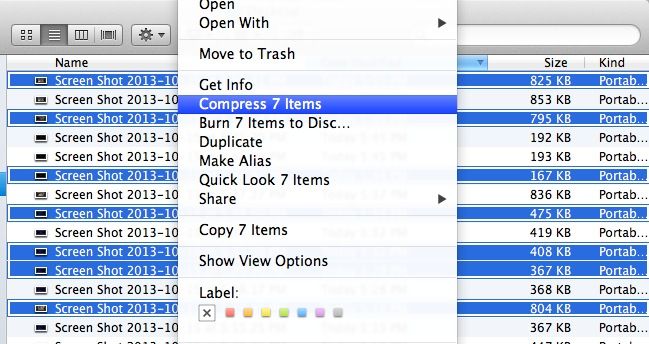 Compress in Finder